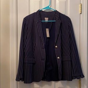 NWT Chico’s Navy/white Pinstripe blazer 2P